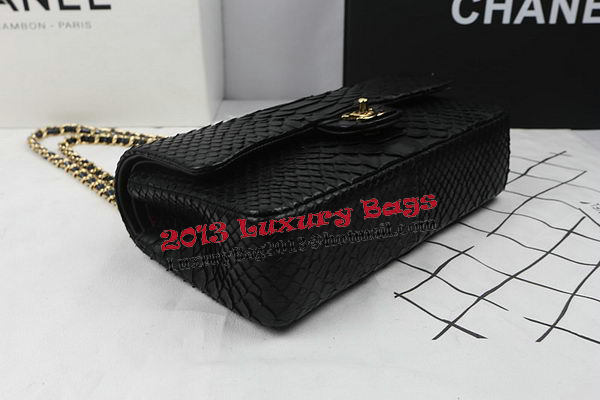 Chanel 2.55 Series Flap Bags Original Snake Leather A1112 Black