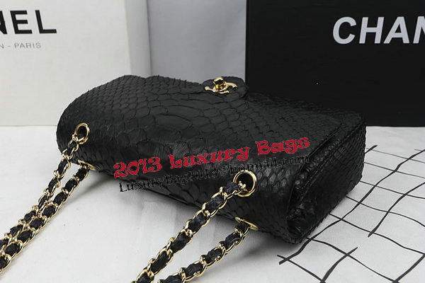 Chanel 2.55 Series Flap Bags Original Snake Leather A1112 Black