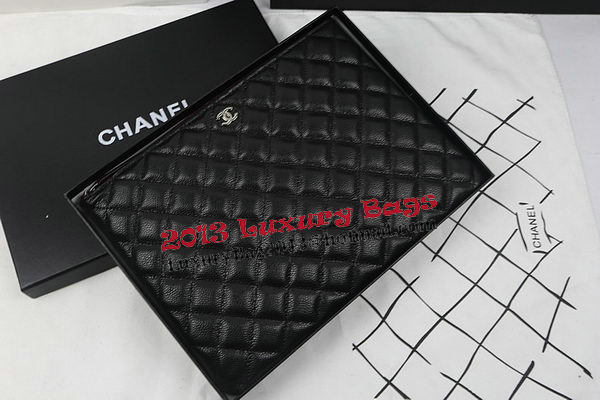 Chanel Clutch Bag Black Original Cannage Pattern A69254 A69253 A69252 Silver