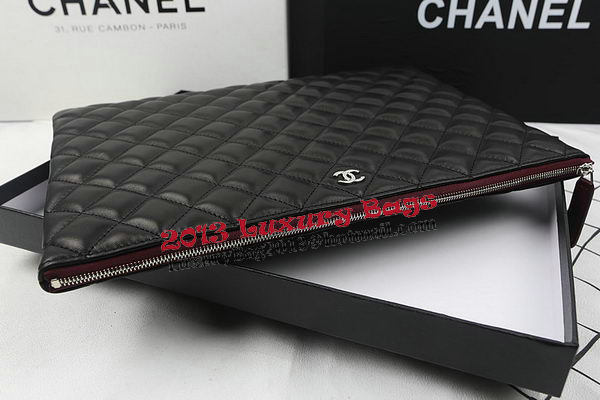Chanel Clutch Bag Black Original Sheepskin A69254 A69253 A69252 Silver