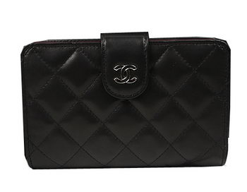 Chanel Matelasse Bi-Fold Wallet Black Original Sheepskin A48667 Silver
