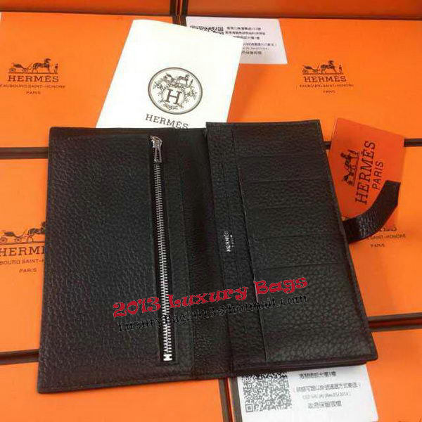 Hermes Bearn Japonaise Grainy Leather Wallet H8622W Black