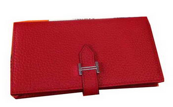Hermes Bearn Japonaise Grainy Leather Wallet H8622W Red