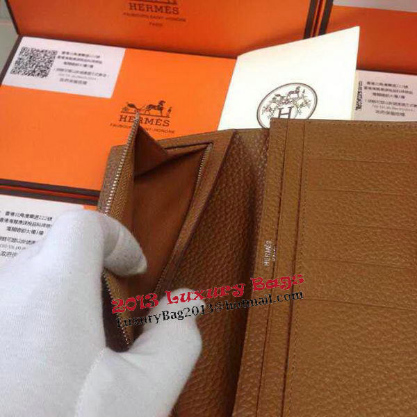 Hermes Bearn Japonaise Grainy Leather Wallet H8622W Wheat