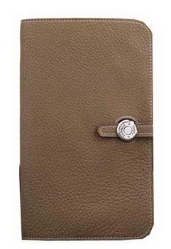 Hermes Compact Passport Holder Original Leather Wallet Grey