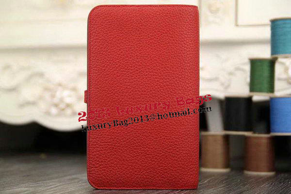 Hermes Compact Passport Holder Original Leather Wallet Red