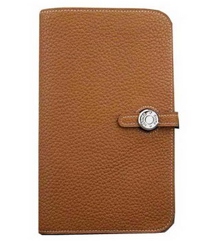 Hermes Compact Passport Holder Original Leather Wallet Wheat