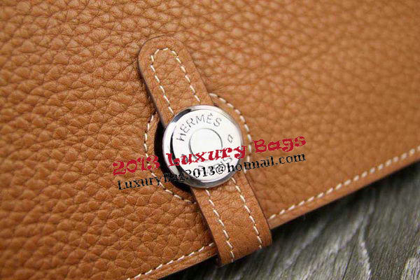 Hermes Compact Passport Holder Original Leather Wallet Wheat