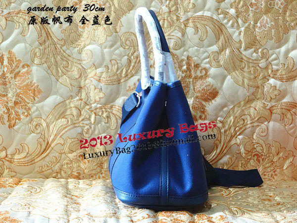 Hermes Garden Party 30cm Tote Bags Original Leather Blue