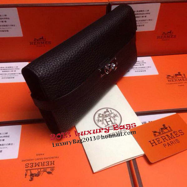 Hermes Kelly Wallet Togo Leather Bi-Fold Purse HA708W Black