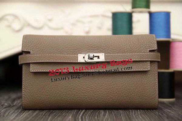 Hermes Kelly Wallet Togo Leather Bi-Fold Purse HA708W Gray