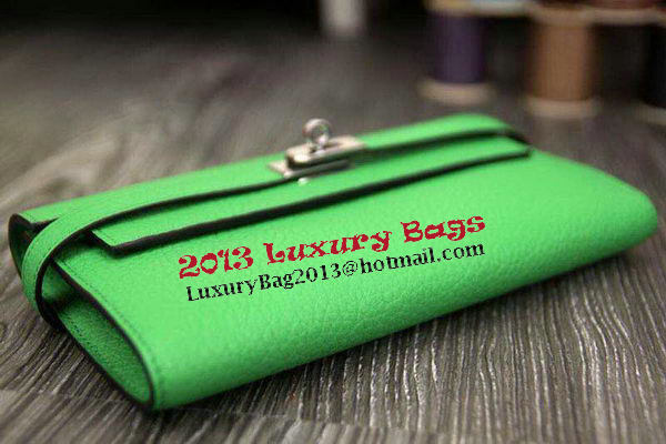 Hermes Kelly Wallet Togo Leather Bi-Fold Purse HA708W Green