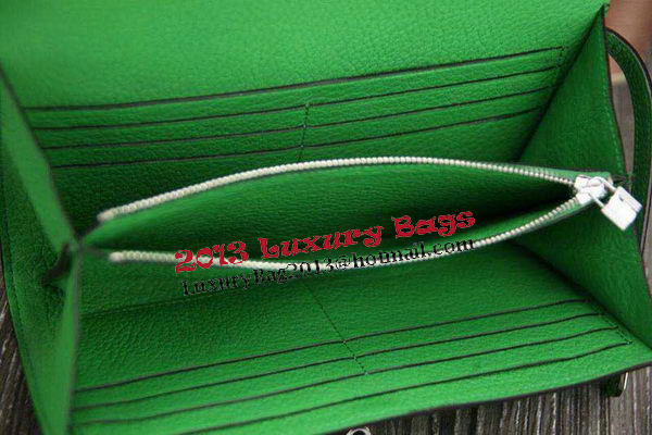 Hermes Kelly Wallet Togo Leather Bi-Fold Purse HA708W Green