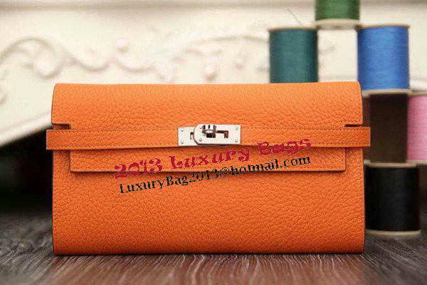 Hermes Kelly Wallet Togo Leather Bi-Fold Purse HA708W Orange