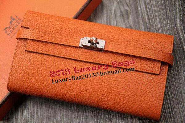 Hermes Kelly Wallet Togo Leather Bi-Fold Purse HA708W Orange