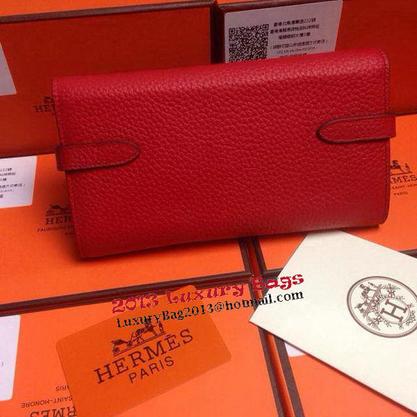 Hermes Kelly Wallet Togo Leather Bi-Fold Purse HA708W Red