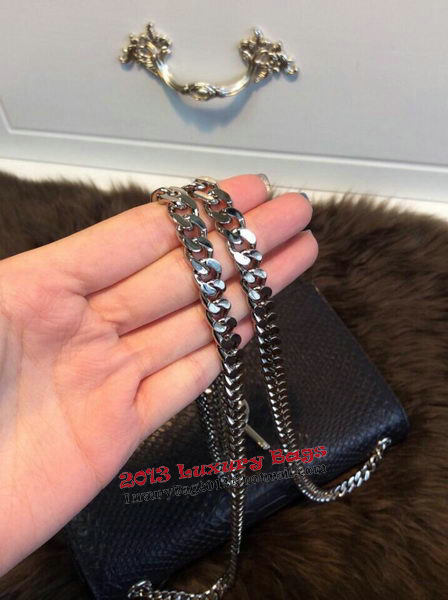 YSL Monogramme Cross-body Shoulder Bag Snake Leather Y31128 Black