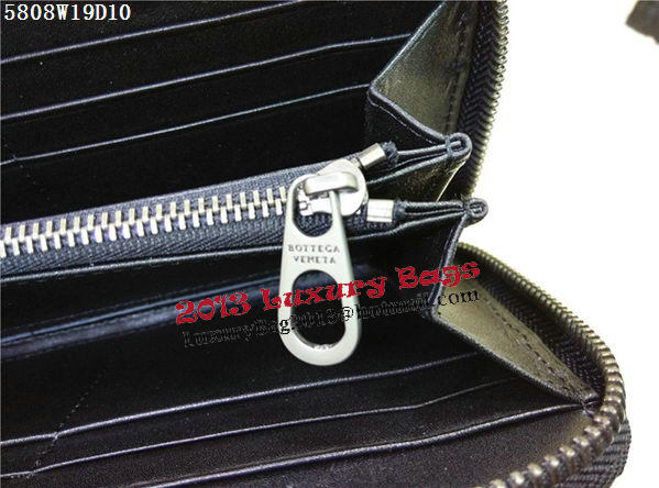 Bottega Veneta Intrecciato Calfskin Zip Around Wallet BV5808 Black
