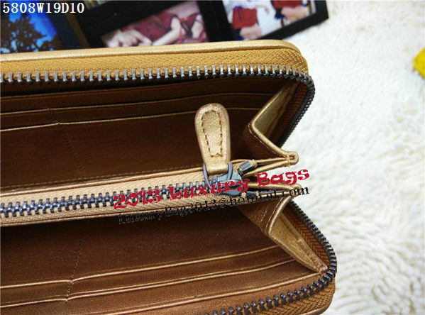 Bottega Veneta Intrecciato Nappa Zip Around Wallet BV5808 Gold