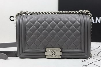 Boy Chanel Flap Shoulder Bags Original Lambskin A67025 Grey