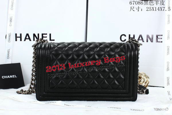 Boy Chanel Flap Shoulder Bags Sheepskin Leather A67086 Black