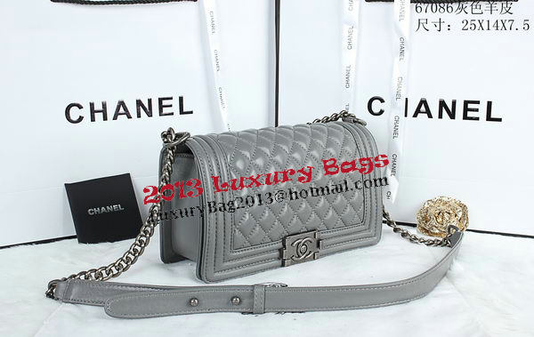 Boy Chanel Flap Shoulder Bags Sheepskin Leather A67086 Grey