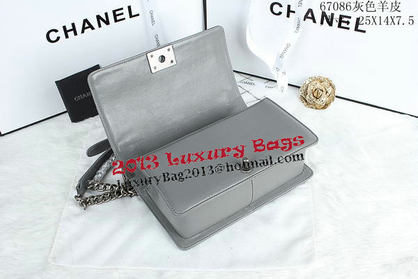 Boy Chanel Flap Shoulder Bags Sheepskin Leather A67086 Grey