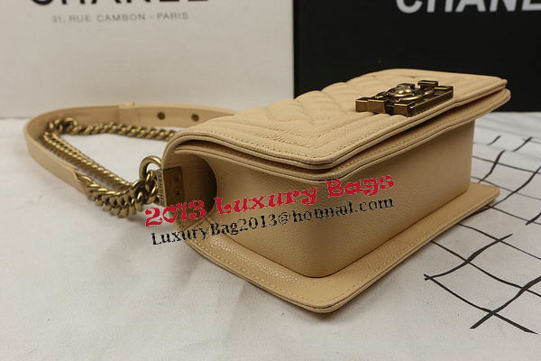 Boy Chanel mini Flap Bag Apricot Cannage Pattern A67025 Gold
