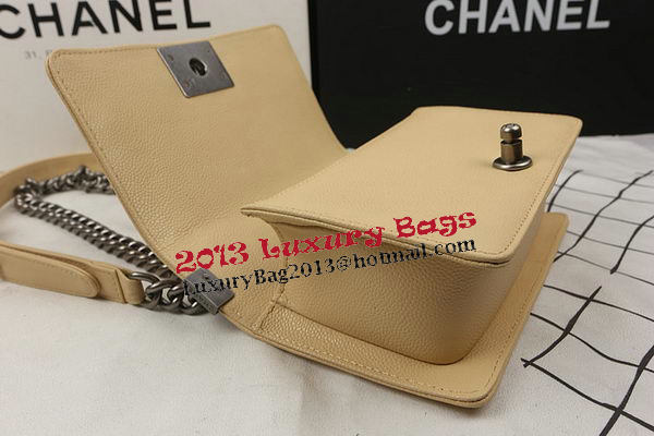 Boy Chanel mini Flap Bag Apricot Cannage Pattern A67025 Silver