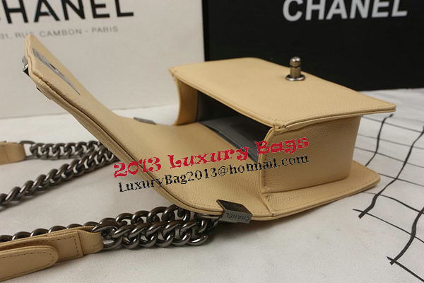 Boy Chanel mini Flap Bag Apricot Cannage Pattern A67025 Silver
