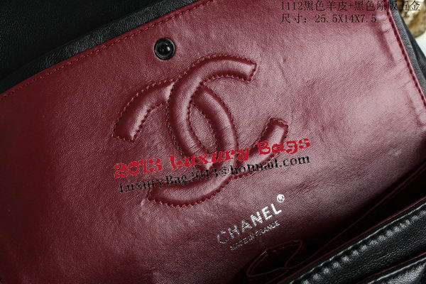 Chanel 2.55 Series Flap Bags Sheepskin Leather A1112 Black