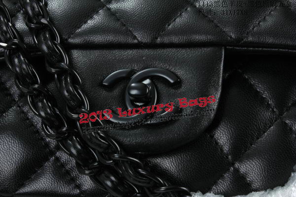Chanel Classic Flap Bag Sheepskin Leather A1113 Black