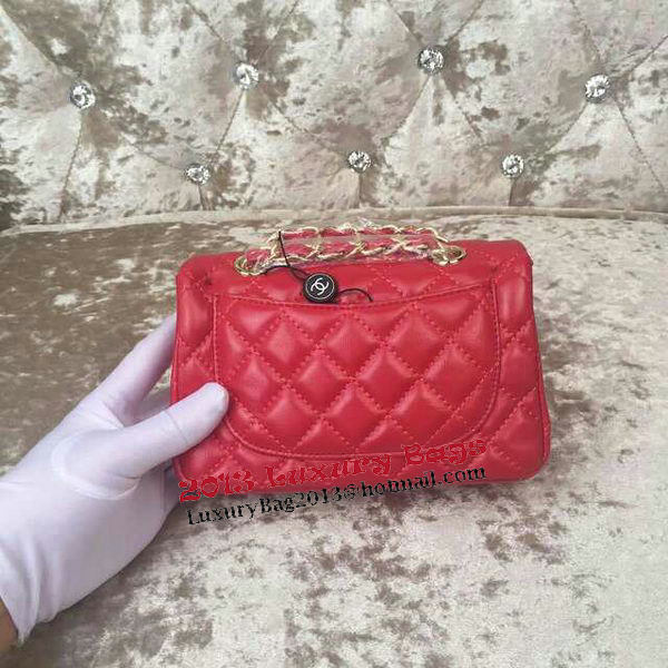 Chanel Classic MINI Flap Bag Sheepskin Leather A1115 Red