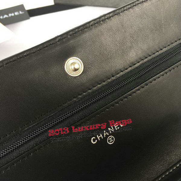 Chanel mini Flap Bag Black Original Sheepskin A33814 Silver