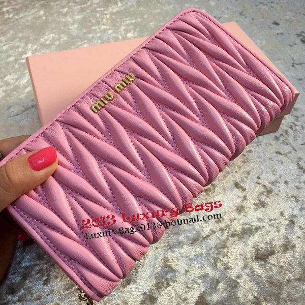 miu miu Matelasse Nappa Leather Wallet MM30150 Pink