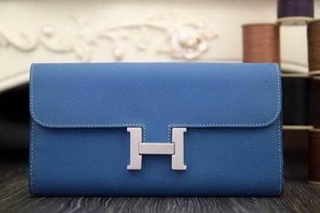 Hermes Constance Long Wallets Original Leather HA909 Blue