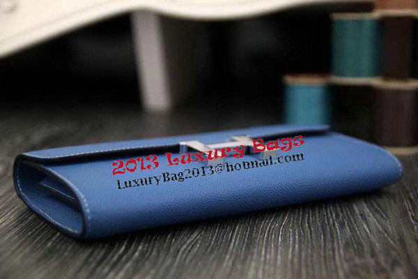Hermes Constance Long Wallets Original Leather HA909 Blue