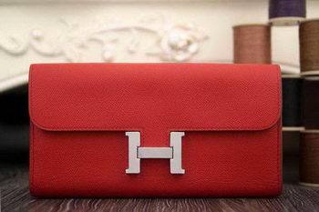 Hermes Constance Long Wallets Original Leather HA909 Burgundy