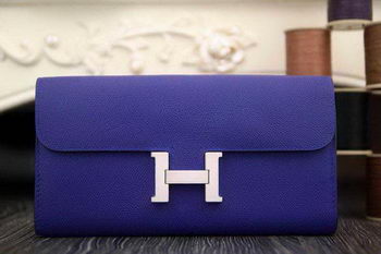 Hermes Constance Long Wallets Original Leather HA909 Dark Blue