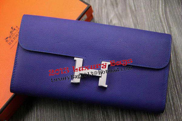 Hermes Constance Long Wallets Original Leather HA909 Dark Blue