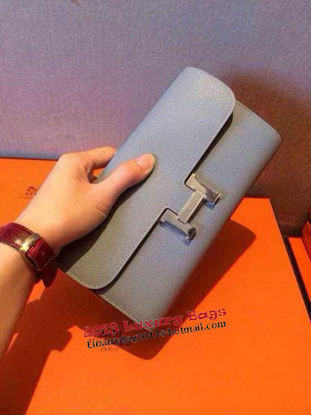 Hermes Constance Long Wallets Original Leather HA909 Light Blue