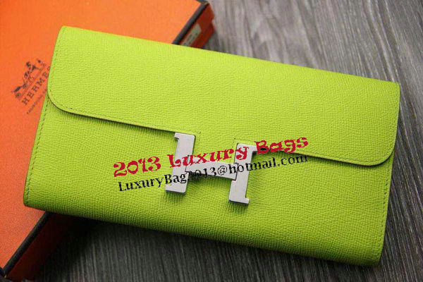 Hermes Constance Long Wallets Original Leather HA909 Light Green