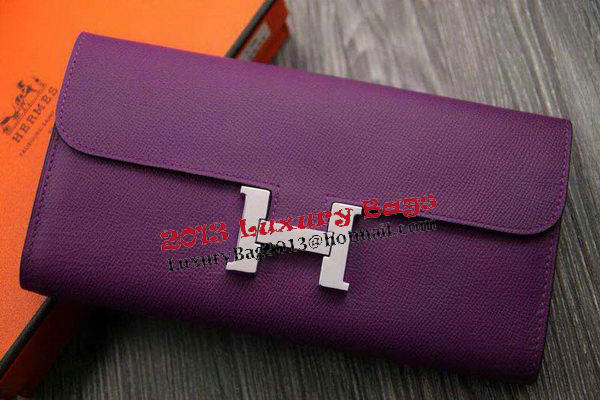 Hermes Constance Long Wallets Original Leather HA909 Purple