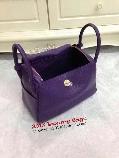 Hermes Lindy 30CM Purple Leather Shoulder Bag HLD30 Gold