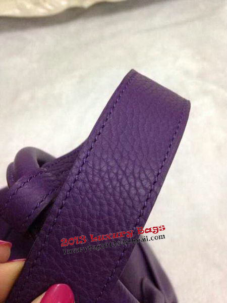 Hermes Lindy 30CM Purple Leather Shoulder Bag HLD30 Gold