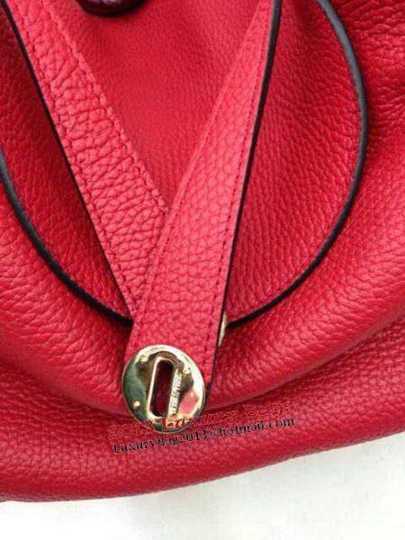 Hermes Lindy 30CM Red Leather Shoulder Bag HLD30 Gold