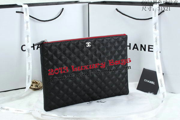 Chanel A6952 Clutch Bag Cannage Pattern Leather Black