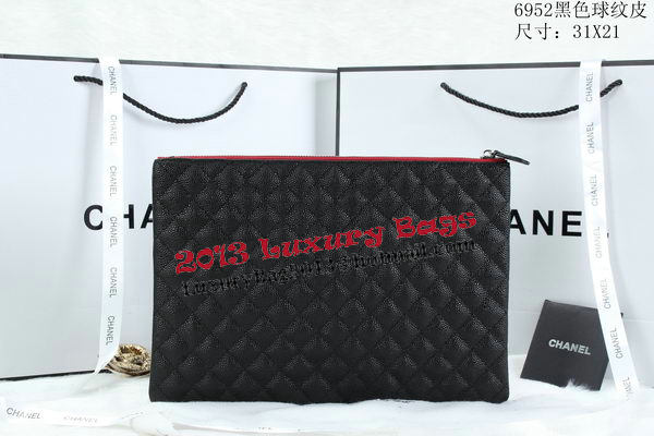 Chanel A6952 Clutch Bag Cannage Pattern Leather Black
