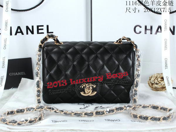 Chanel Classic Flap Bags Sheepskin Leather A1116 Black