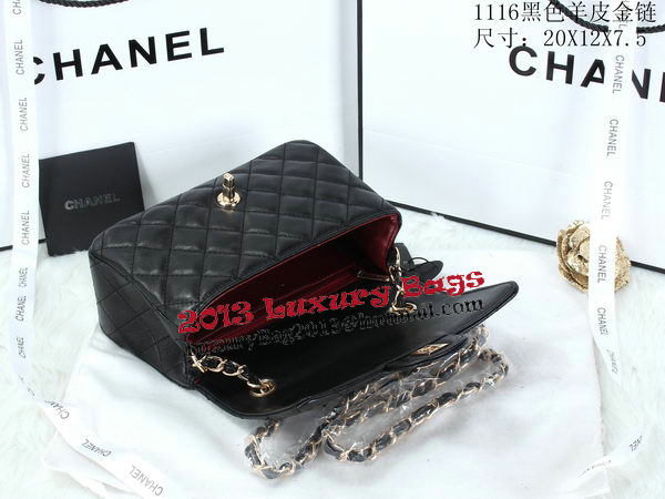Chanel Classic Flap Bags Sheepskin Leather A1116 Black